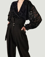 NURAT ZEBRA PRINT VELVET WRAP TOP  image number null